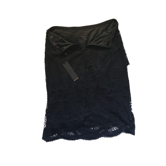 Kobi Halperin NWT Black Floral Crochet Lace Layered Straight Skirt, Size S (4-6) - Picture 5 of 9